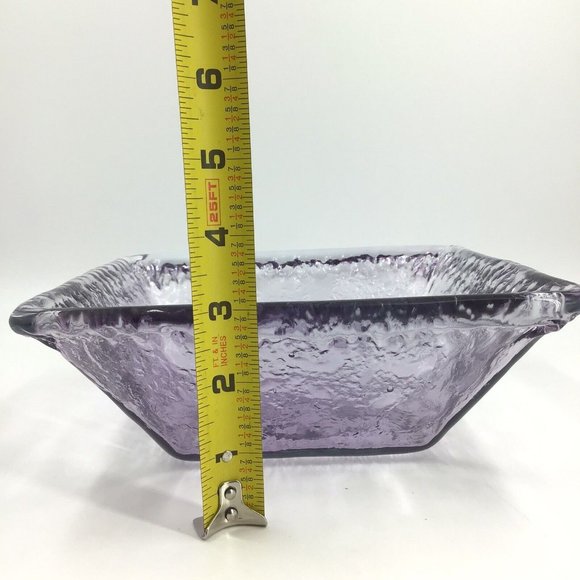ECOGLASS Recycled Glass Serving Bowl Made in SPAIN Purple Hue Square EUC - Picture 6 of 9